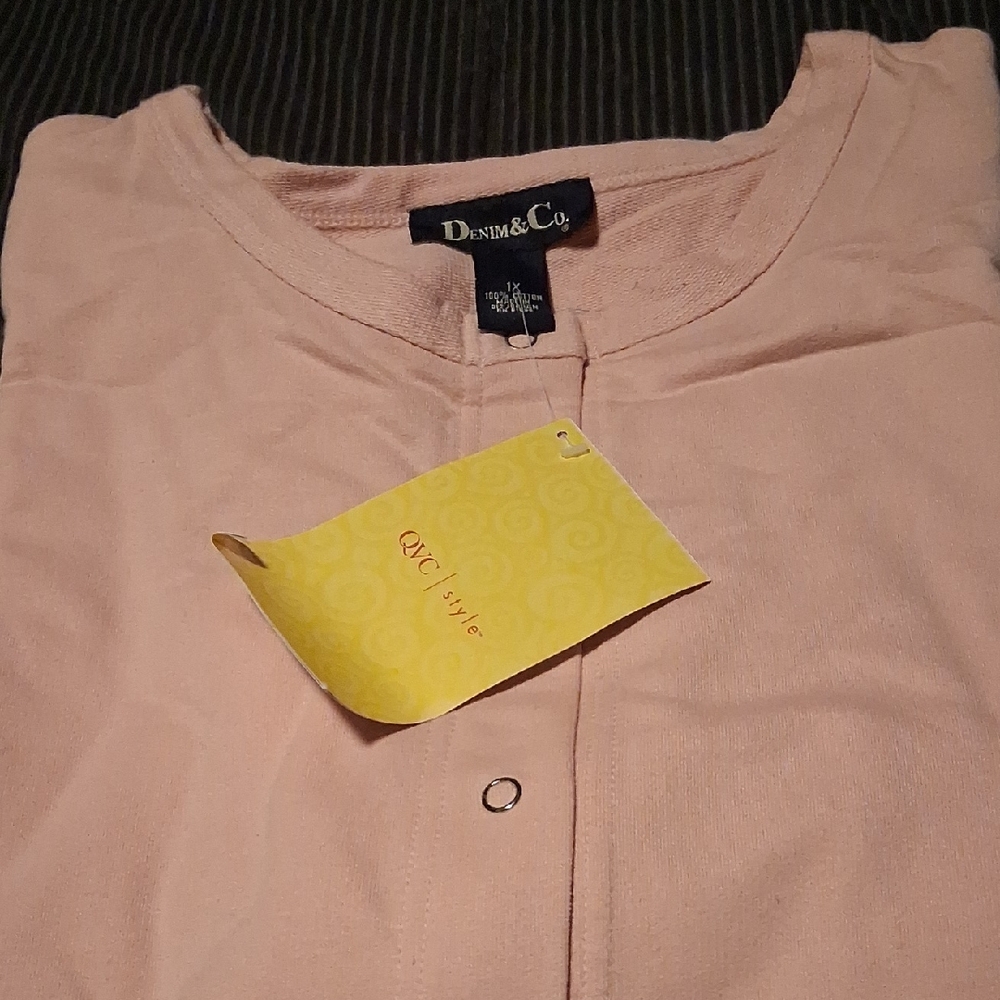 Denim&Co Blush Pink Snap-Front Top